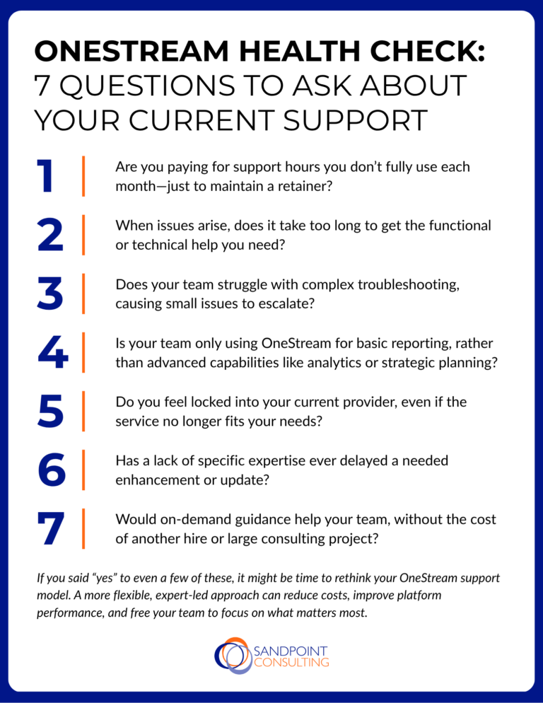 This OneStream Support health check helps you uncover where your current support might be falling short